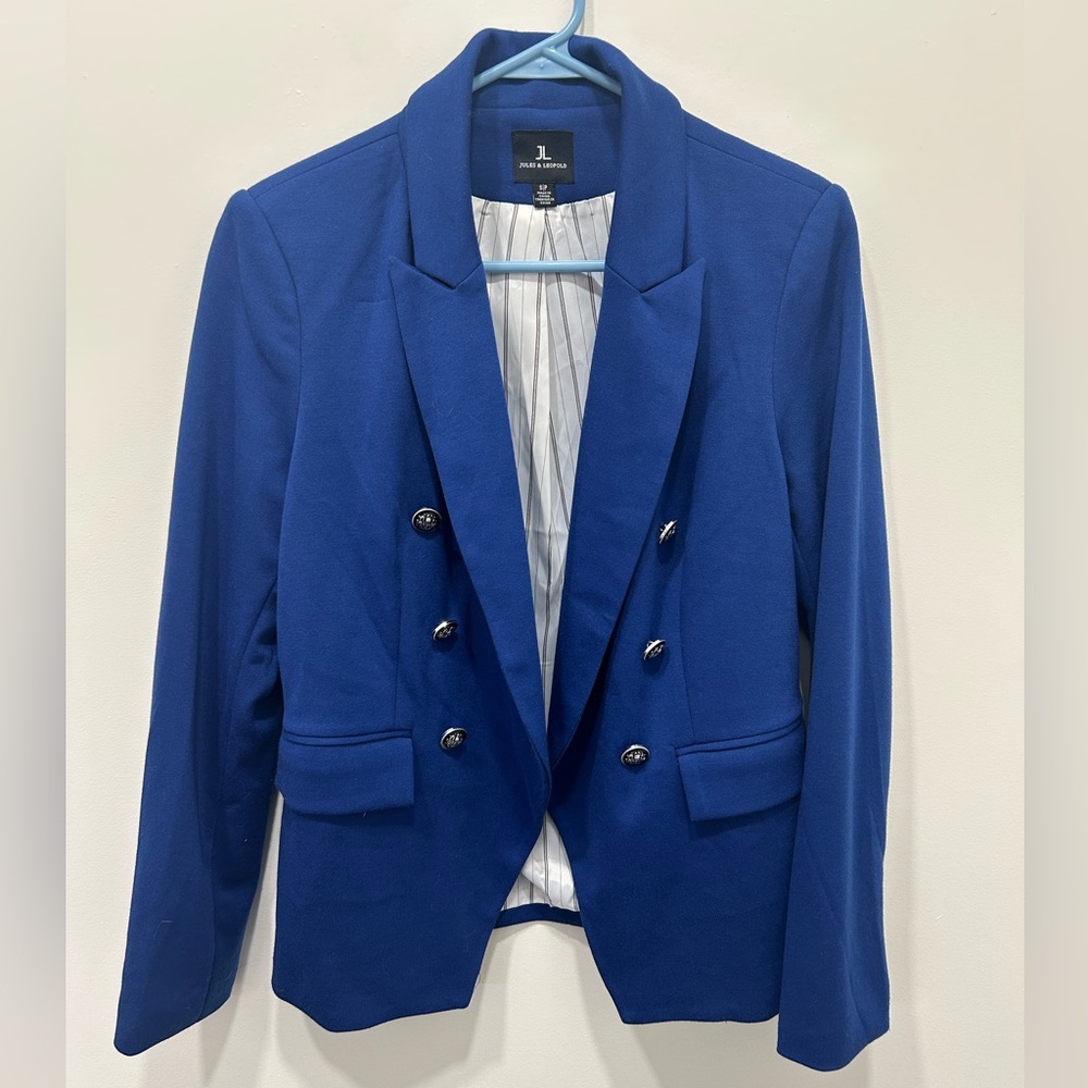 Jules Leopold Blazer Women’s Small‎ Royal Blue Suit Jacket Buttons Preppy Work